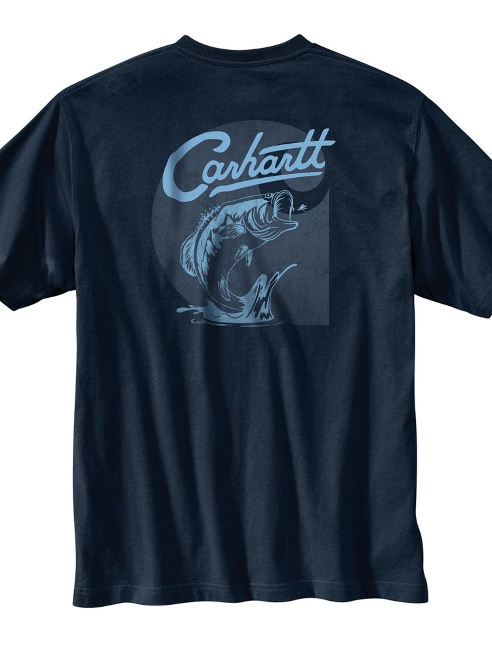 Carhartt Navy T-Shirt with Light Blue Fishing Graphic